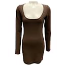 Zeynep Arcay Smoky Dark Brown Ballerina Knit Bodycon Mini Dress - Autre Marque