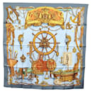 Écharpe HERMES Carré 90 ""BATEAU À VAPEUR DE JOUFFROY DABBANS 1784"" Auth 133641 - Hermès
