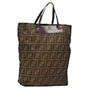 Sac à main en toile Zucca FENDI noir et marron Auth 139308 - Fendi