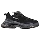 Balenciaga Triple S Clear Sole Sneakers in Black Polyester