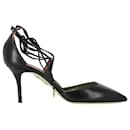  Aquazzura Pointed Self-Tie Pumps in Black Leather