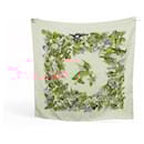 FOULARD HERMES L'INTRUS A. DE JACQUELOT CARRE 90 EN SOIE BEIGE SILK SCARF - Hermès