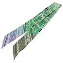 Hermès Green Eperon d'Or Bandana Silk Twilly Scarf