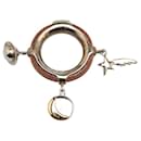 Anneau de foulard Saturne en cuir et métal Hermès