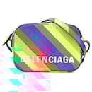 Balenciaga Yellow XS Leather Rainbow Logo Ville Camera Bag
