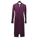 Roland Mouret Deep V-Neck Fitted Midi Dress in Plum – EU 34