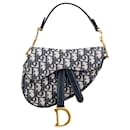 Dior Blue Mini Oblique Canvas Saddle Bag