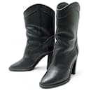 SAINT LAURENT KATE WESTERN BOOTS 620079 BLACK LEATHER 37 - Saint Laurent