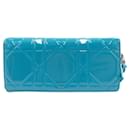 Dior Cannage Logo Charm Enamel Long Wallet