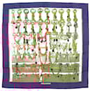 Hermès Carré 90 "MORS&FILETS" Silk handkerchief in Red x Navy Blue