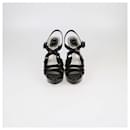 Christian Dior Black Patent Cannage Heel Platform Sandals