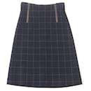 Akris Check Pattern Wool Polyester Leather Skirt - Autre Marque