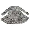 Fluid Black and Off-White Printed Dress - Genesis. Size 1 (38-40) - Autre Marque