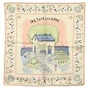 HERMES Carré 40 Écharpe "RETOUR À LA TERRE" Soie Rose Auth BA5053 - Hermès