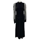 ME + EM Black Lace and Velvet Maxi Dress - Autre Marque