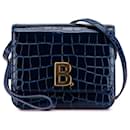 Balenciaga B logo Crocodile-embossed Leather Shoulder Bag