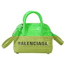 Balenciaga Logo Ville Bag Crocodile Embossed Leather XXS