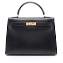Hermes Kelly 32 Handbag in Black Calfskin - Hermès