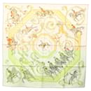 HERMES Carré 90 Écharpe "cole Portugaise d'Art équestre" Soie Beige Auth am9006 - Hermès