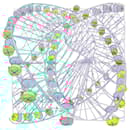 Hermès Carré 90 "GRANDE ROUE" Silk handkerchief in White x Blue