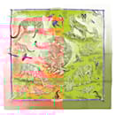 Hermès Carré 90 "Tendresse Feline" Silk handkerchief in Orange