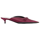Balenciaga burgundy satin bow mules