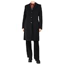 Black wool long notched lapel coat - size UK 12 - Autre Marque