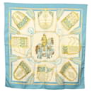 HERMES Carré 90 Écharpe "LES MUSEROLLES" Soie Bleue Auth BA5129 - Hermès