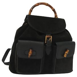 GUCCI Bamboo Backpack Suede Black Gold 003 1998 0016 Auth  display picture 2