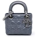Dior Blue Mini Iridescent Lambskin Cannage Lady Dior