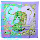 Foulard HERMES Carré 90 ""Jungle Love"" en soie bleu Auth yk19443 - Hermès