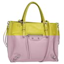 BALENCIAGA Paper Mini Hand Bag Leather 2way Yellow Silver 357333 Auth yk19376 - Balenciaga