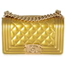 Chanel Gold Metallic Patent Calfskin Quilted Small Boy Bag