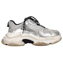 Balenciaga Triple S Sneakers in Silver Polyester