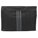 Hermes Canvas Leather Clutch Bag Black - Hermès