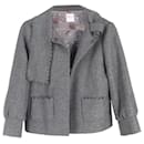 Red Valentino Scalloped Cropped Jacket in Grey Wool