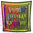 Hermes Vintage Silk Scarf Les Sangles Belts 1985 Metz Magenta - Hermès