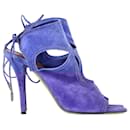  Aquazzura Sexy Thing Cutout Sandal Heels in Blue Suede