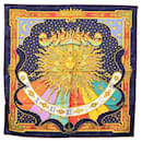 Foulard HERMES Carré 90 ""CARPE DIEM"" Soie Marine Auth BA5387 - Hermès