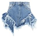 Natasha Zinko blue washed frayed high waist shorts - Autre Marque
