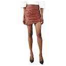 Brown leather mini skirt - size UK 10 - Autre Marque