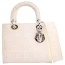 Dior White Medium Canvas Cannage Lady D Lite