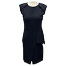 J. Mendel Navy Stretch Peplum Cocktail Dress - Autre Marque