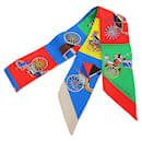 Hermès Blue Les Voitures Exquises Silk Twilly Scarf