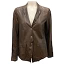 Transit Par Such Brown Distressed Lambskin Leather Jacket - Autre Marque