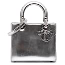 Dior Silver Medium Metallic Patent Lady Dior