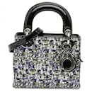 Dior Black Mini Multicolor Metallic Fabric and Patent Leather Lady Dior