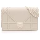 Dior White Small Ultra Matte Studded Calfskin Diorama Wallet on Chain