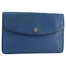 LOUIS VUITTON Clutch Montaigne 27 Epi Azul M52655 LV Auth 142787 - Louis Vuitton