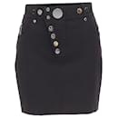 ALEXANDER WANG black virgin wool mirrored silver snap buttons skirt US2 S - Autre Marque
